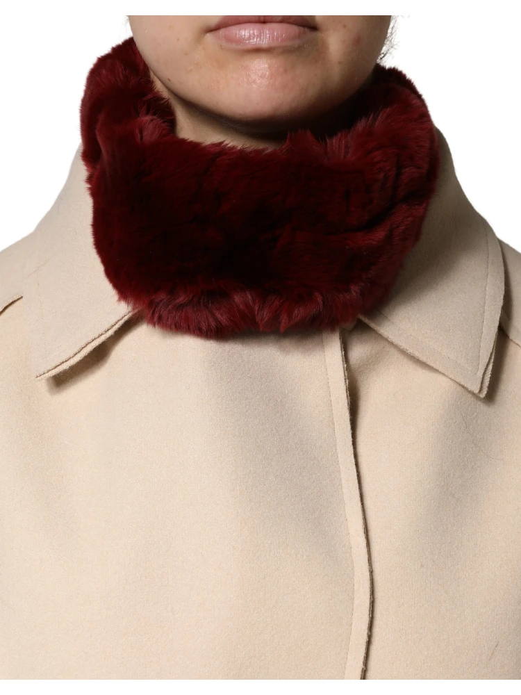Red Lamb Fur Collar Women Neck Wrap 50cm x 8cm Scarf