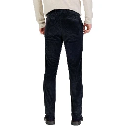 Blue Cotton Casual Pants