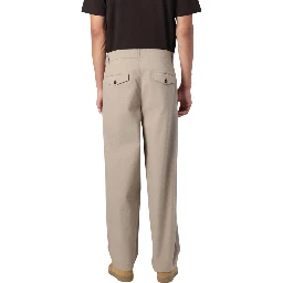 Beige Cotton Casual Pants