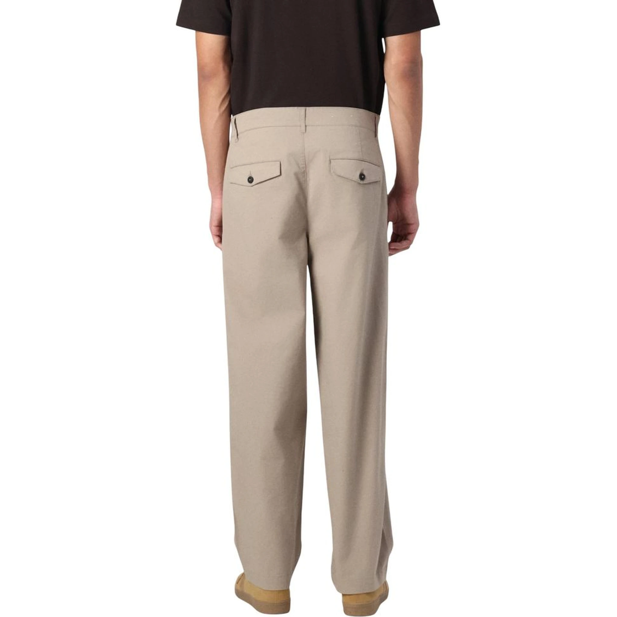 Beige Cotton Casual Pants