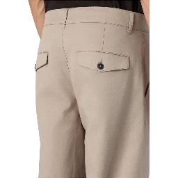 Beige Cotton Casual Pants