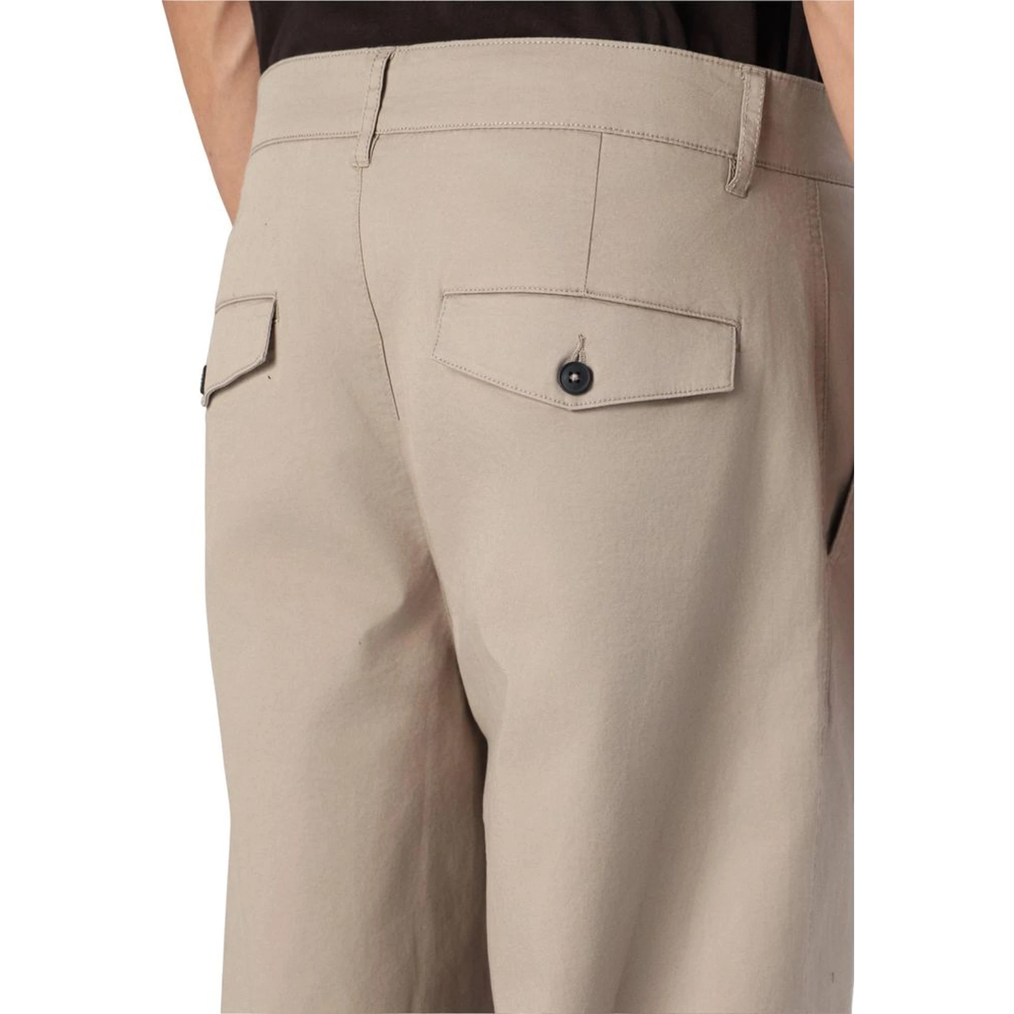 Beige Cotton Casual Pants