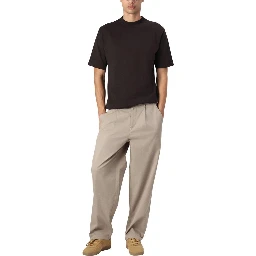 Beige Cotton Casual Pants