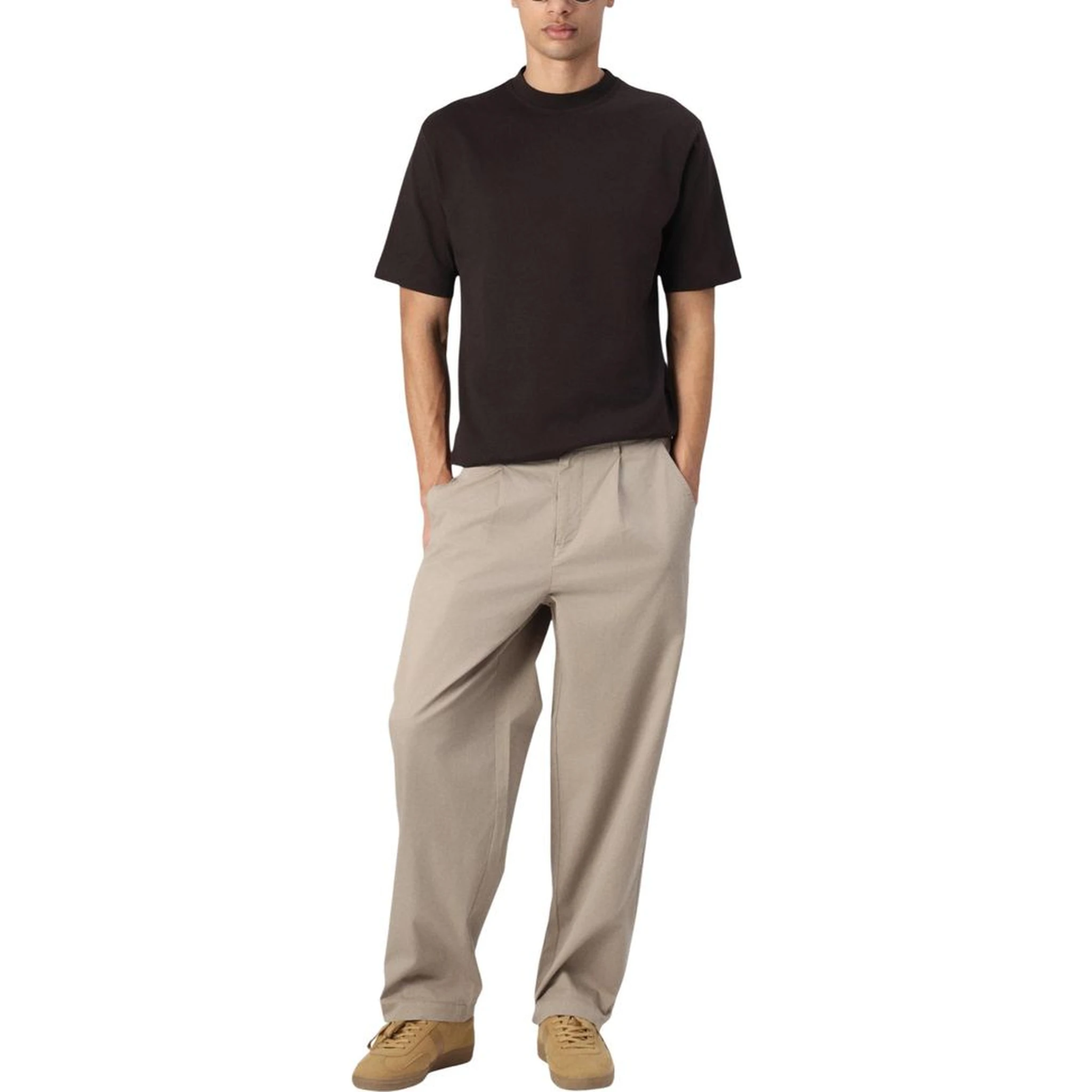 Beige Cotton Casual Pants
