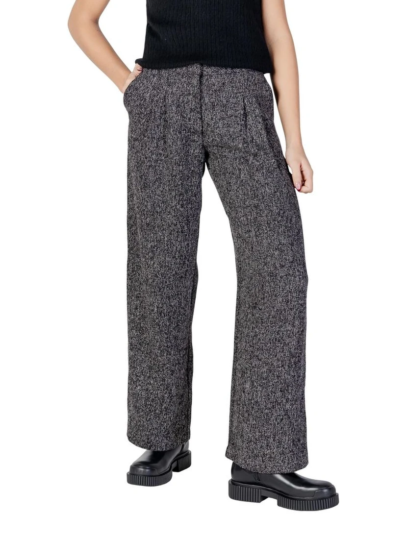 Black Polyester Flared Pants