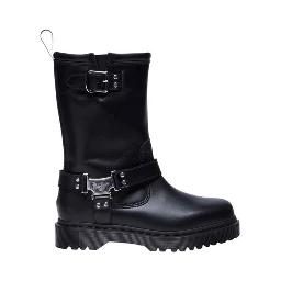 Black Leather Lace-Up Boots