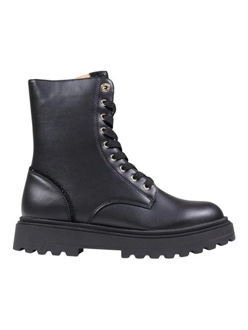 Black Polyethylene Lace-Up Boots