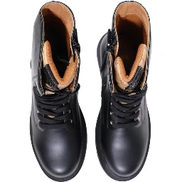Black Polyethylene Lace-Up Boots