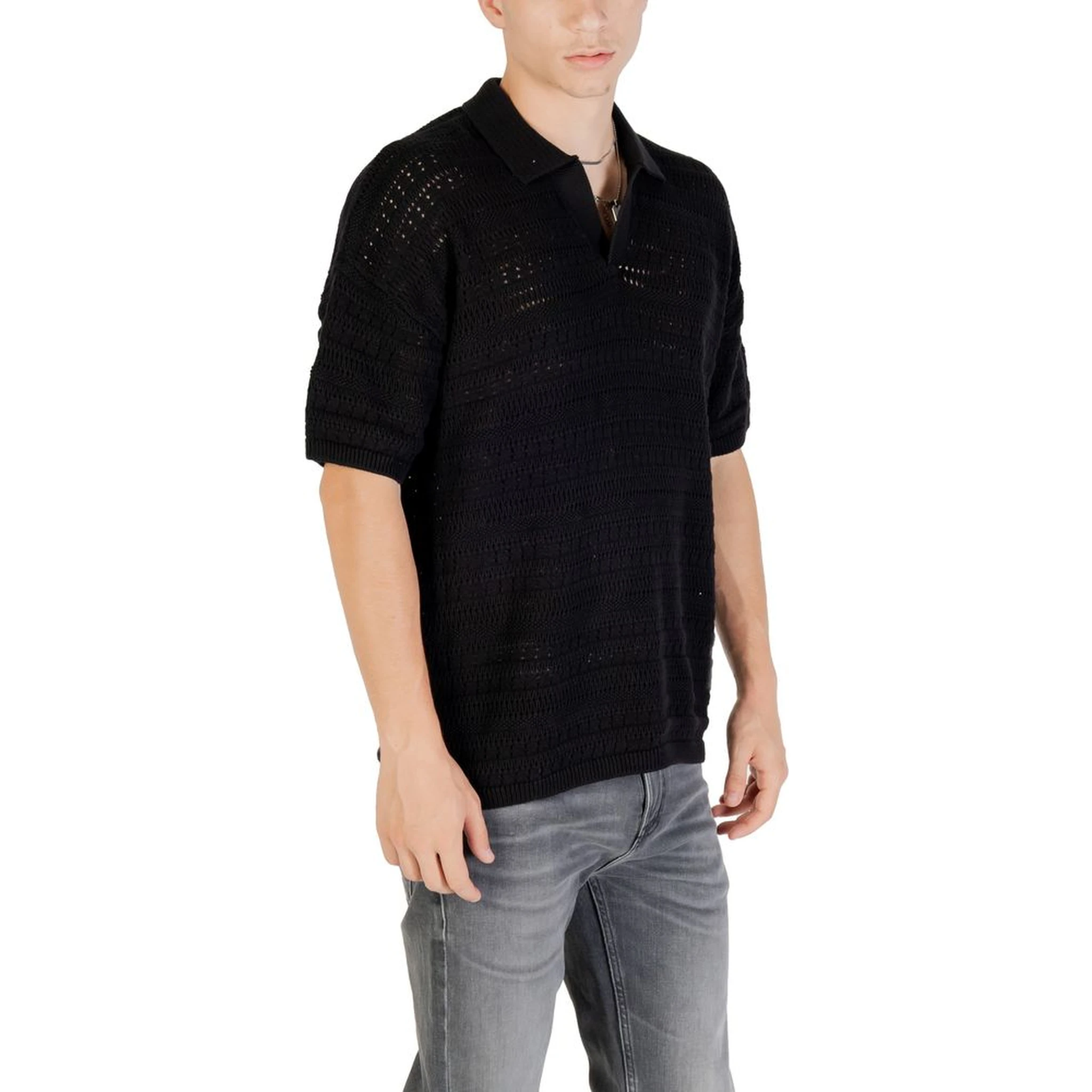 Black Cotton Polo Shirt