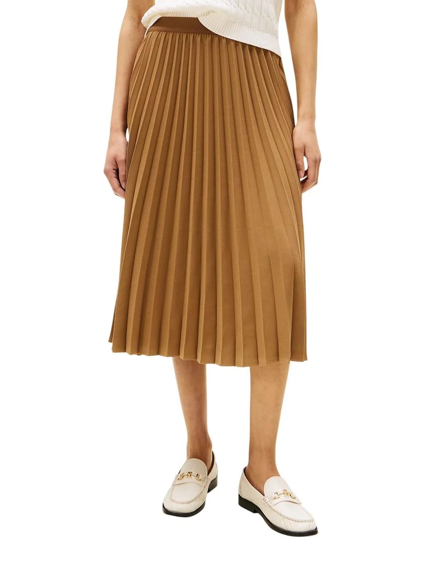 Brown Recycled Polyester Midi Skirt