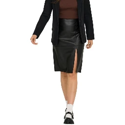 Black Polyester Long Skirt