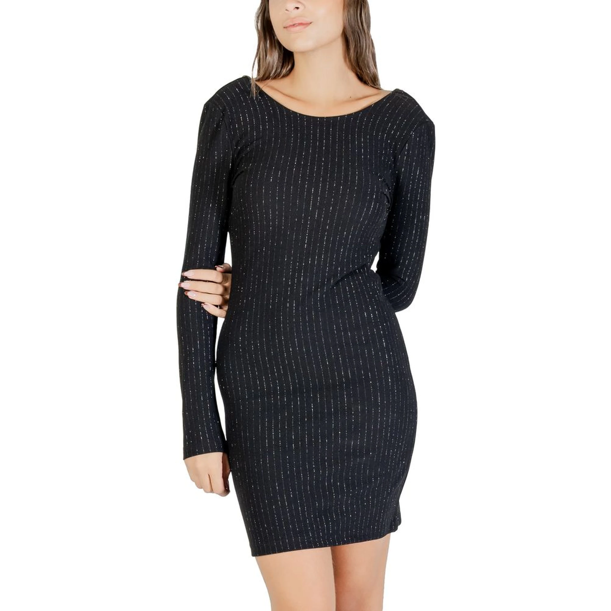 Black Polyester Short Dress