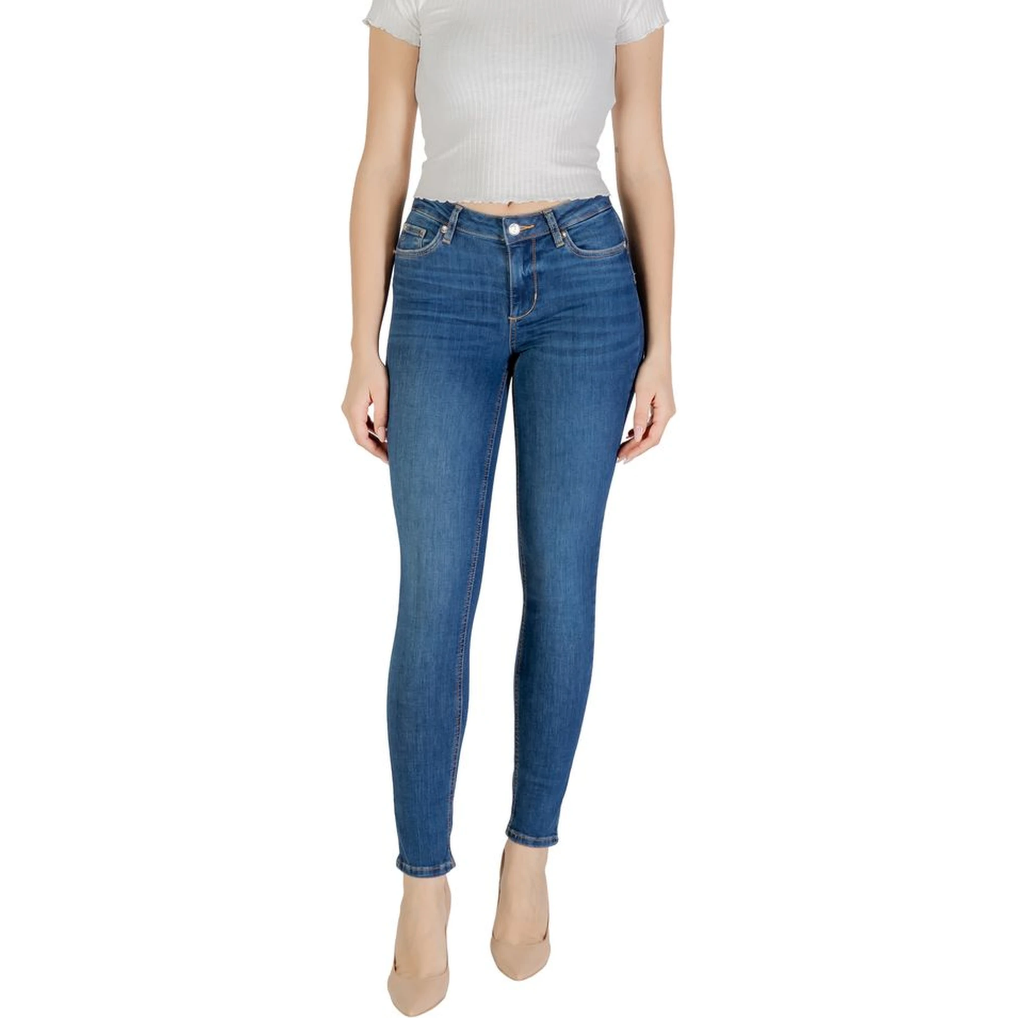 Blue Cotton Skinny Jeans