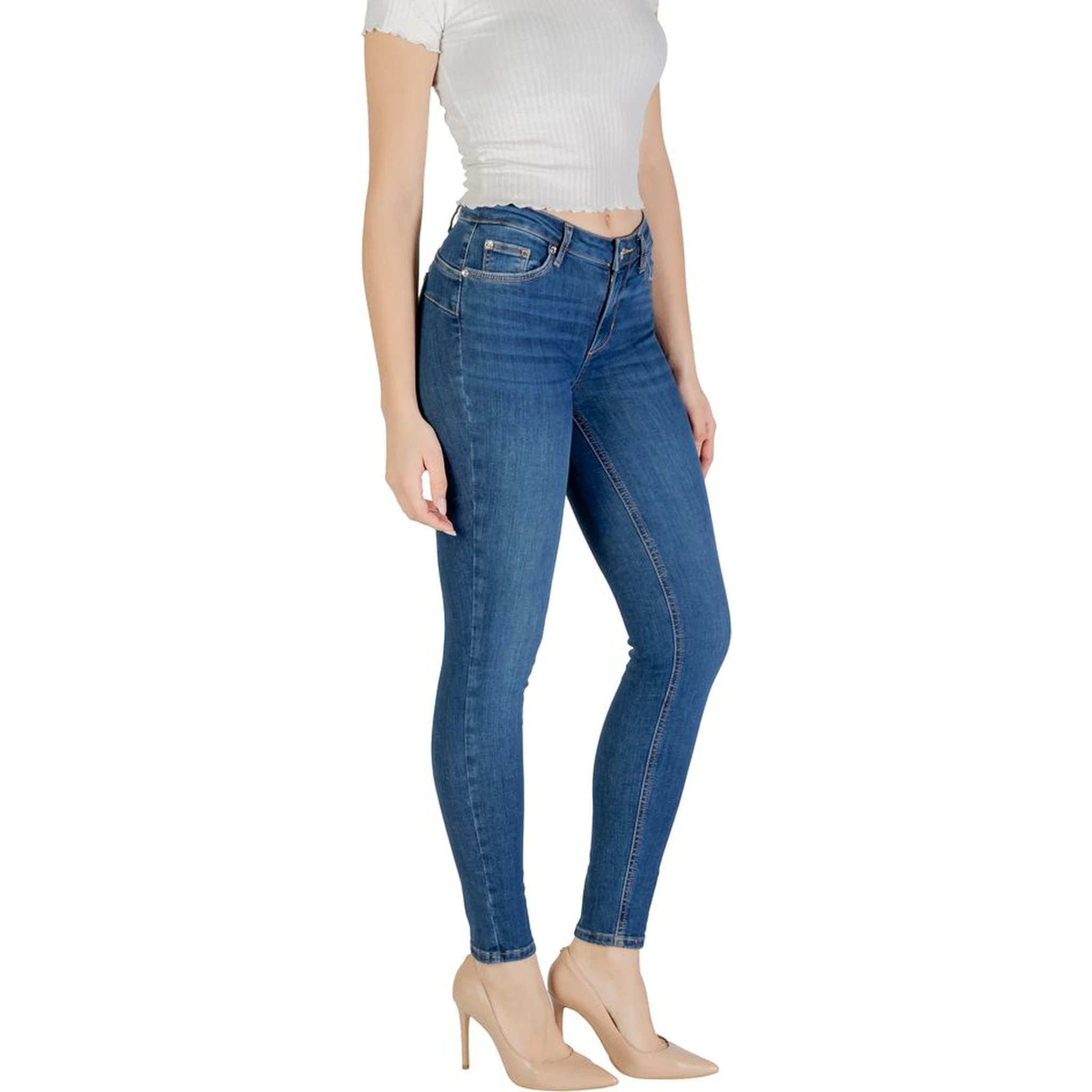 Blue Cotton Skinny Jeans