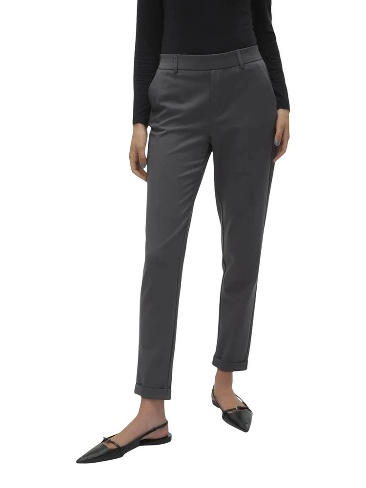 Gray Polyester Casual Pants