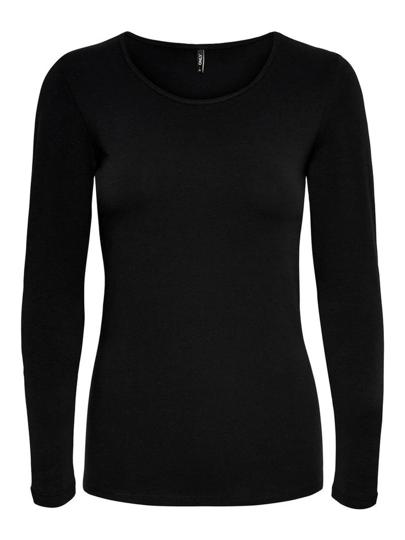 Black Cotton Long Sleeve T-Shirt