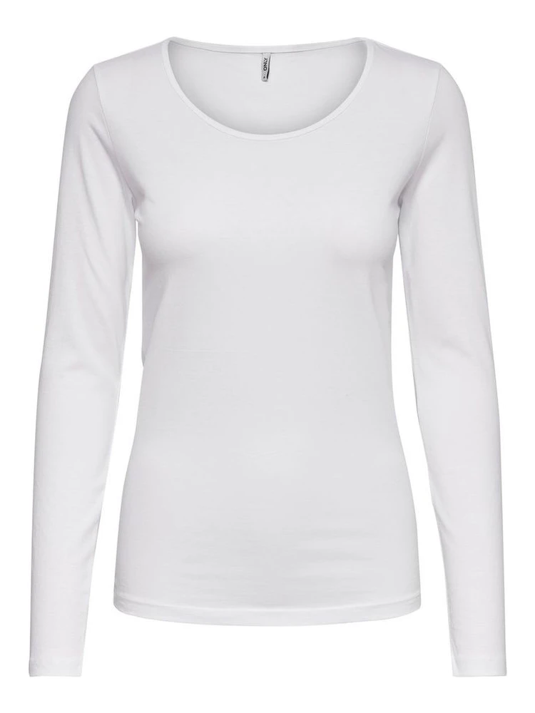 White Cotton Long Sleeve T-Shirt