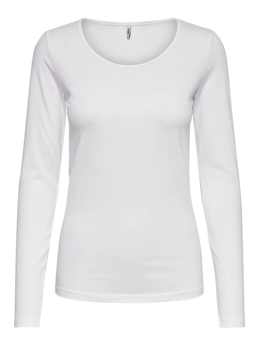 White Cotton Long Sleeve T-Shirt