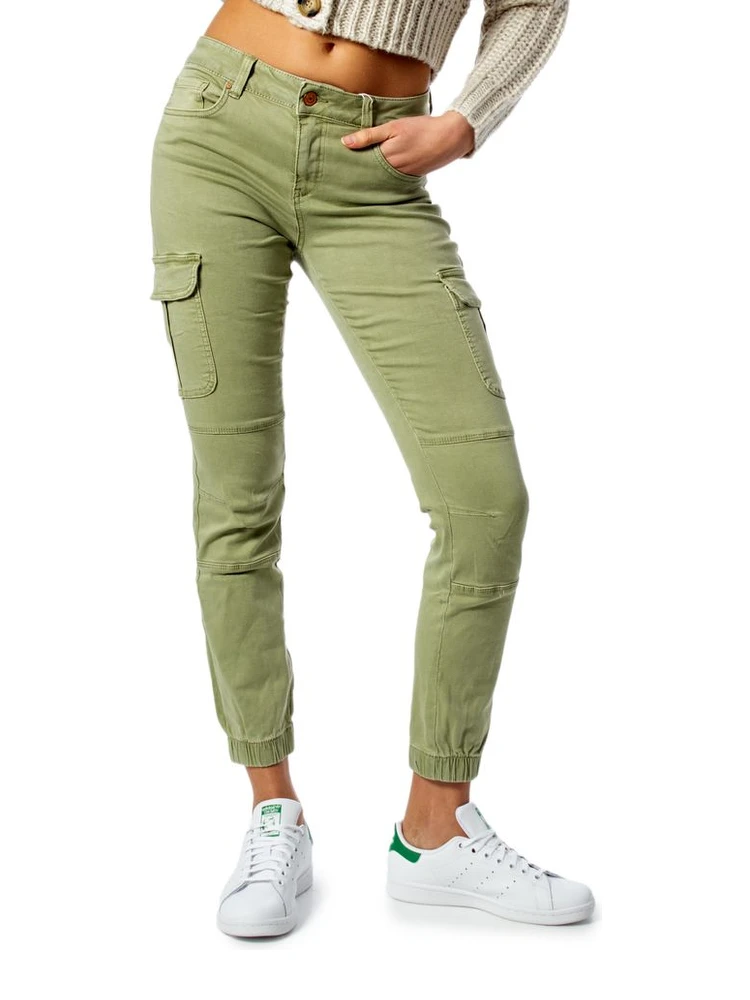 Green Cotton Skinny Pants