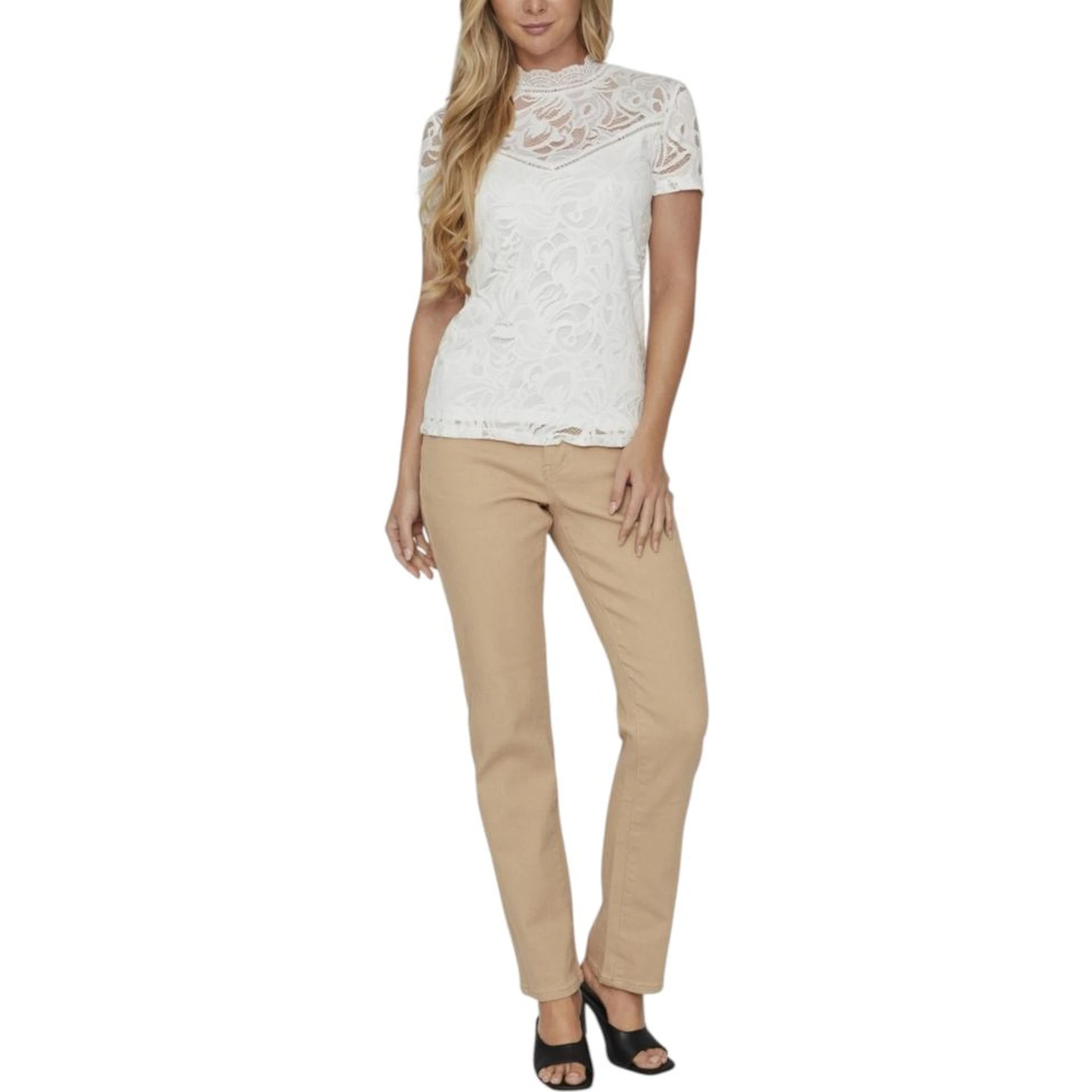 Cream Polyamide T-Shirt
