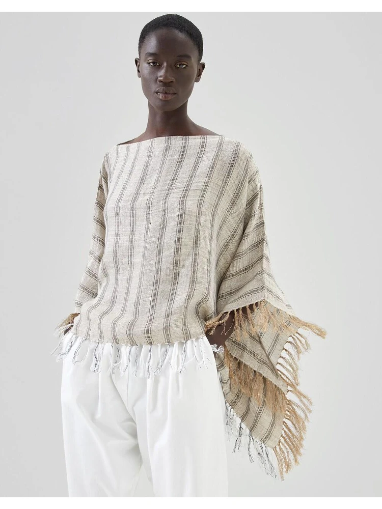 Black Linen Poncho