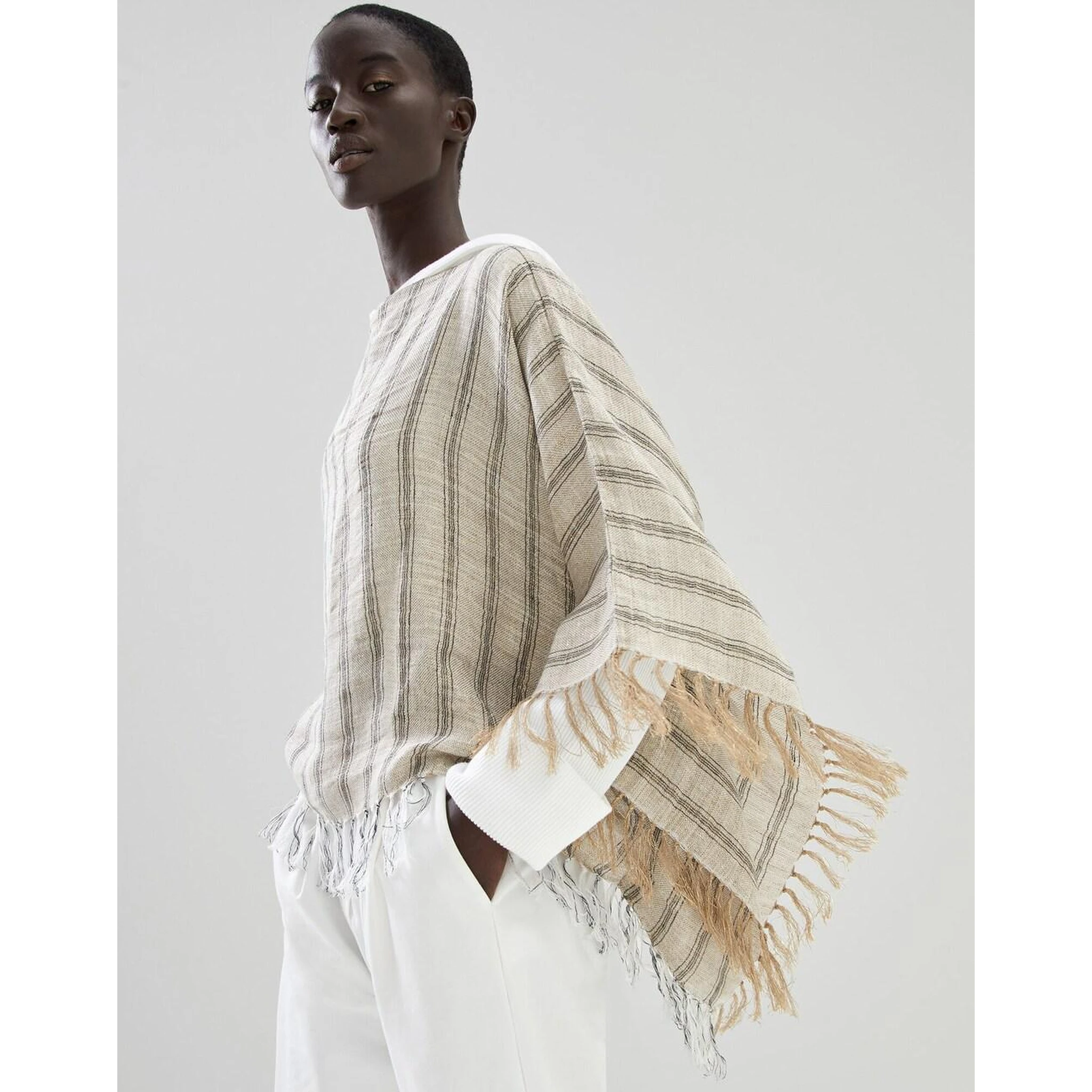 Black Linen Poncho