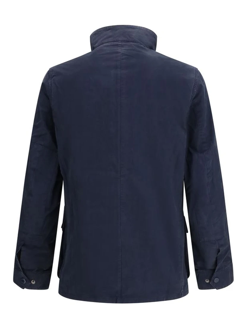 جاكيت قطني أزرق طويل