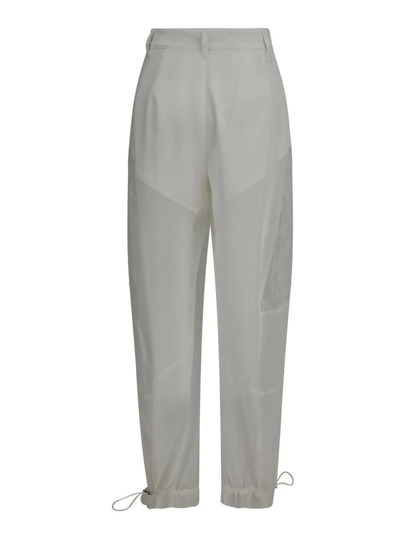 White Polyester Casual Pants