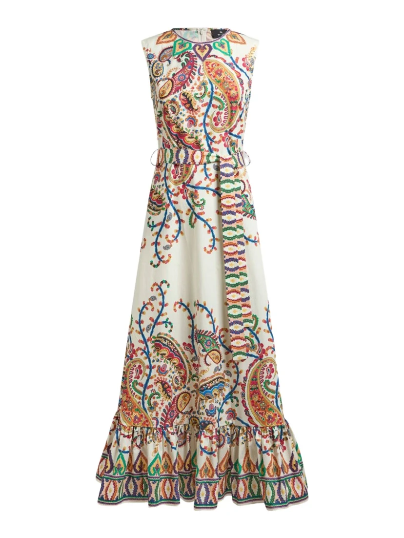 LONG DRESS WITH FLORAL PAISLEY PRINT
