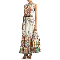 LONG DRESS WITH FLORAL PAISLEY PRINT