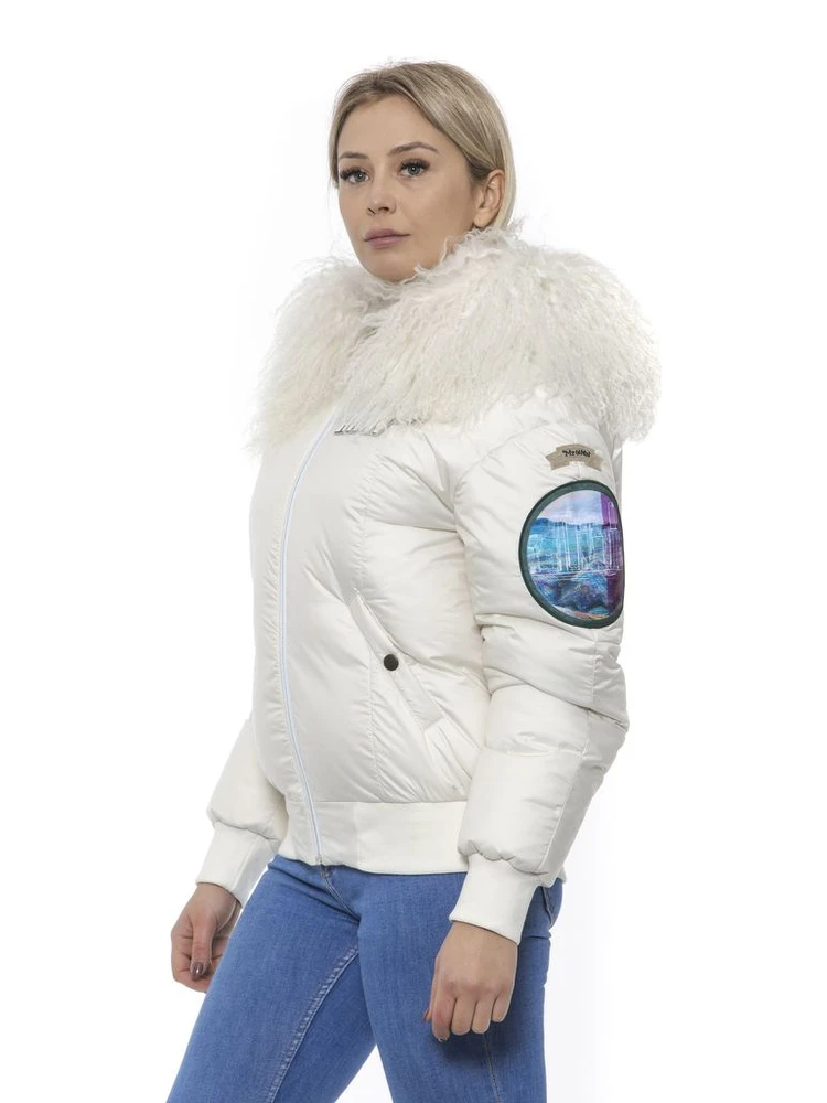 White Polyester Women Bomber Jacket alternative