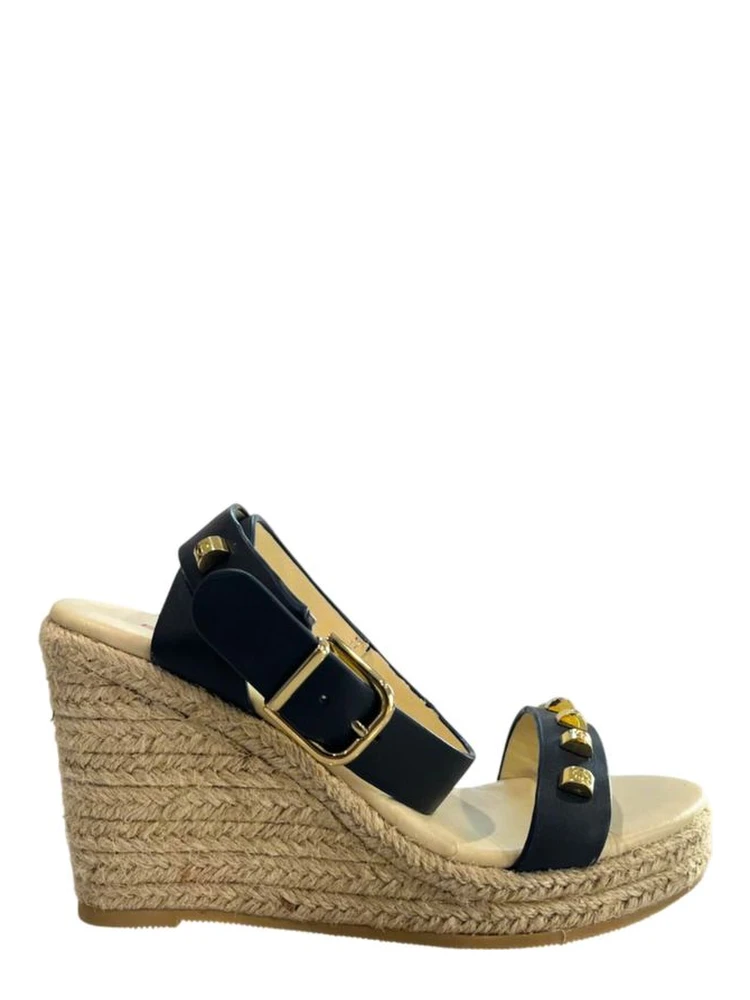 Blue Leather Women's Platform Sandal