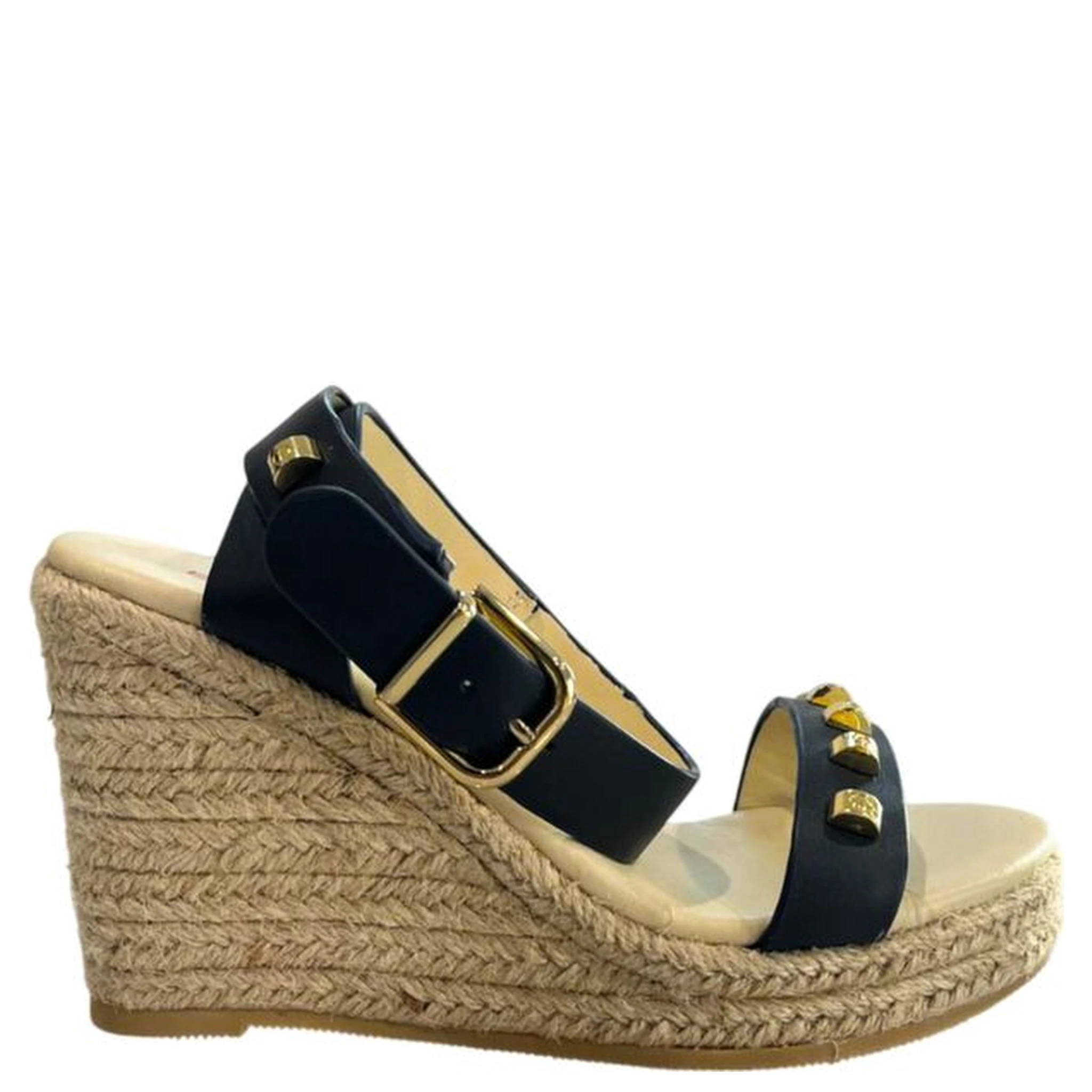 Blue Leather Women's Platform Sandal