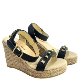 Blue Leather Women's Platform Sandal