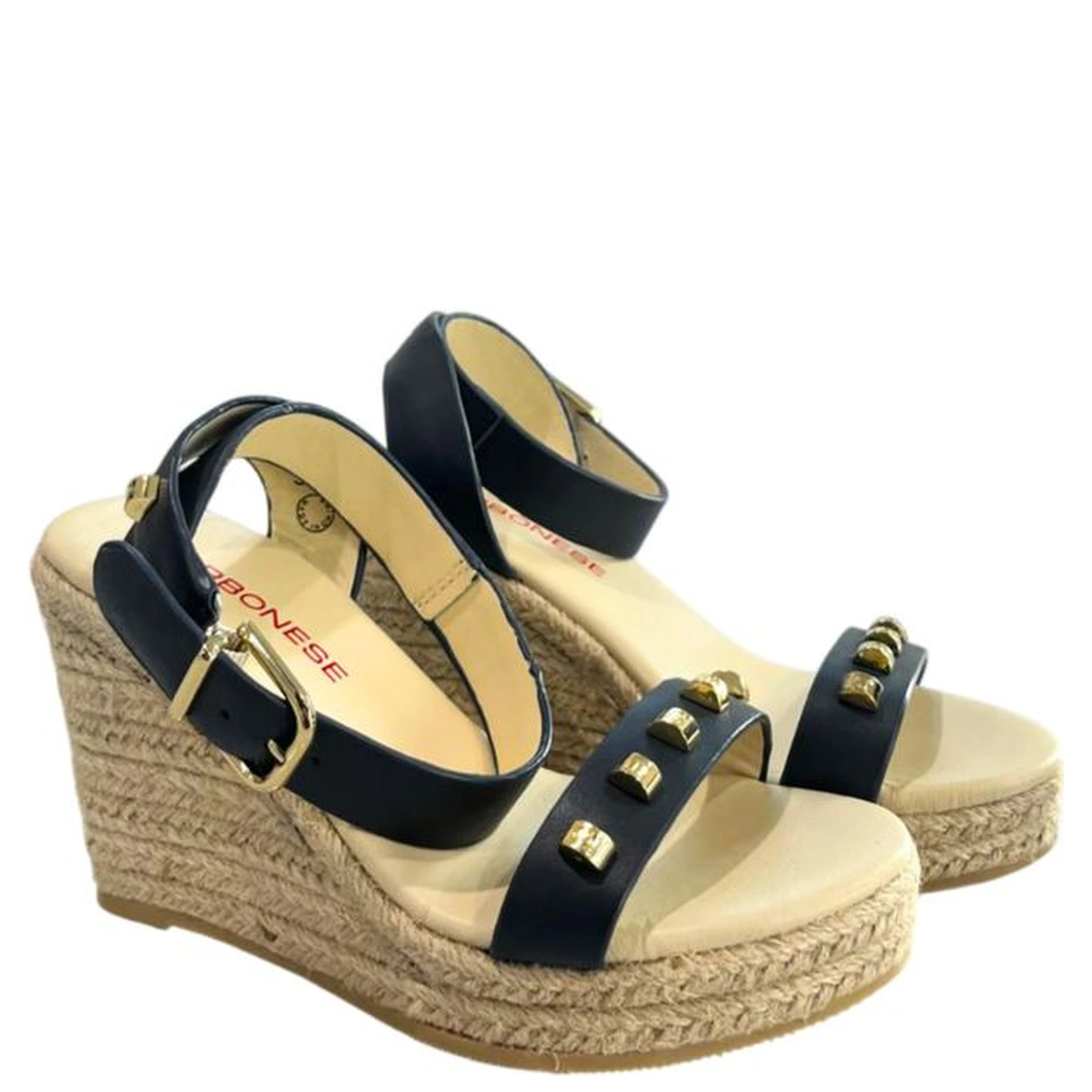 Blue Leather Women's Platform Sandal