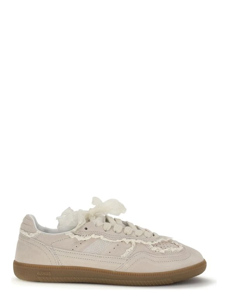 Beige Calf Leather Bos Taurus Low Top Sneakers