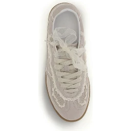 Beige Calf Leather Bos Taurus Low Top Sneakers