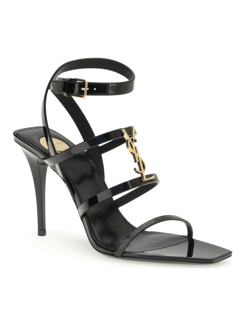 Black Calf Leather Bos Taurus Stiletto Heel Sandals