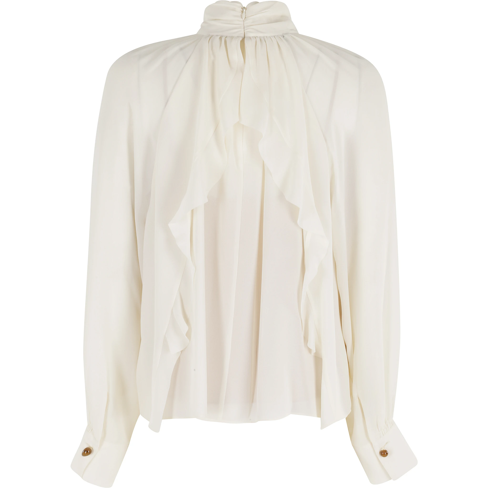 GATHERED DRAPED NECK BLOUSE