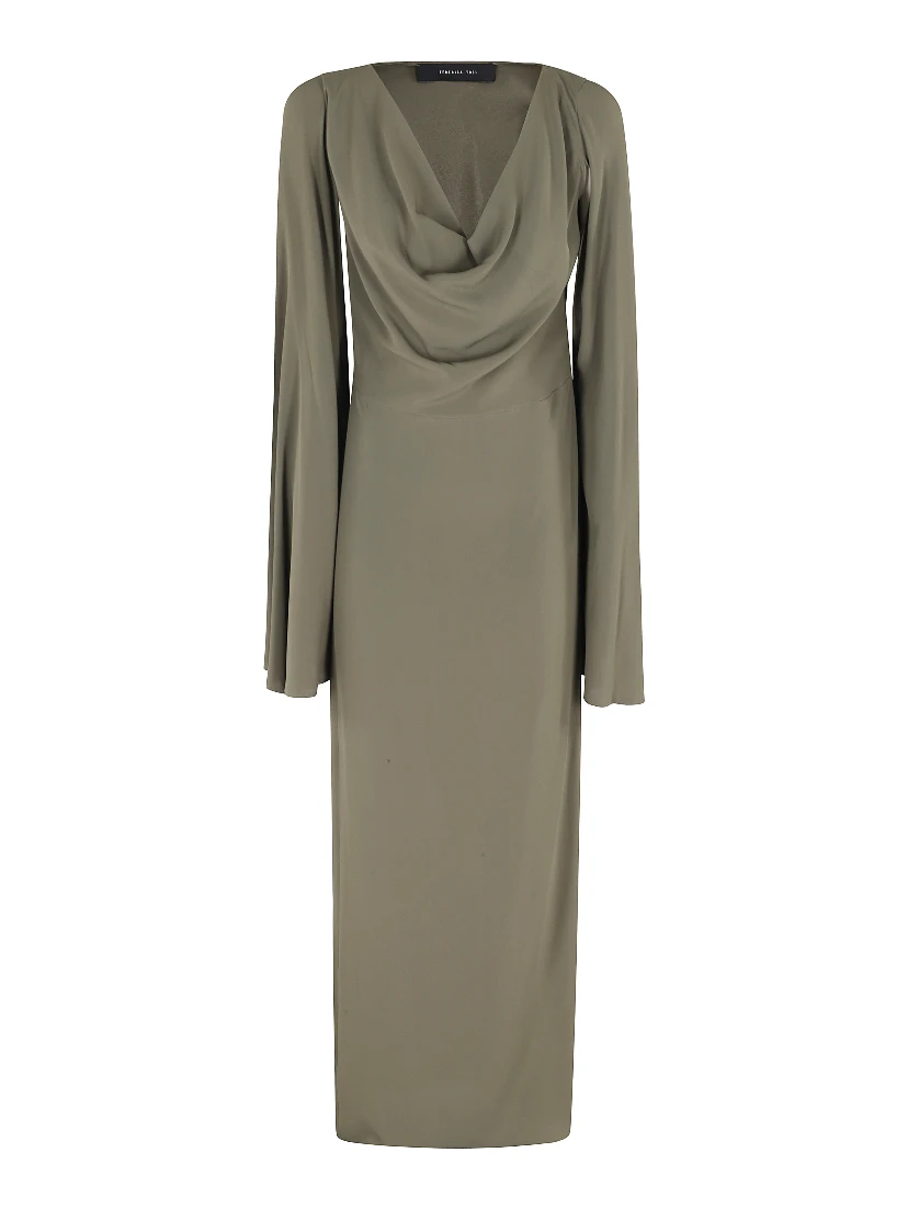 ABITO LUNGO CON DRAPPEGGIO CREPE DE CHINE