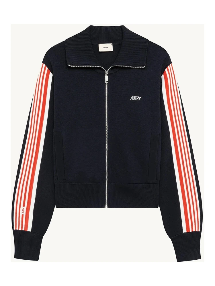 Viscose knit zippered sweatshirt