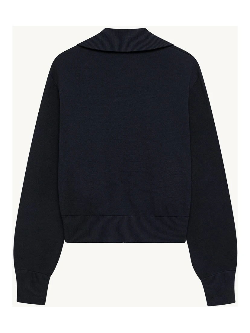 Viscose knit zippered sweatshirt