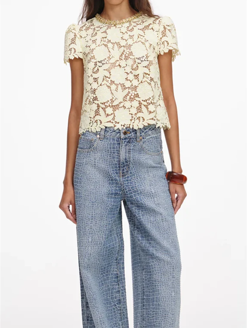 Yellow lace top