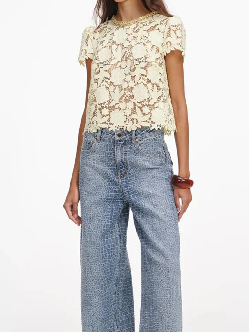 Yellow lace top