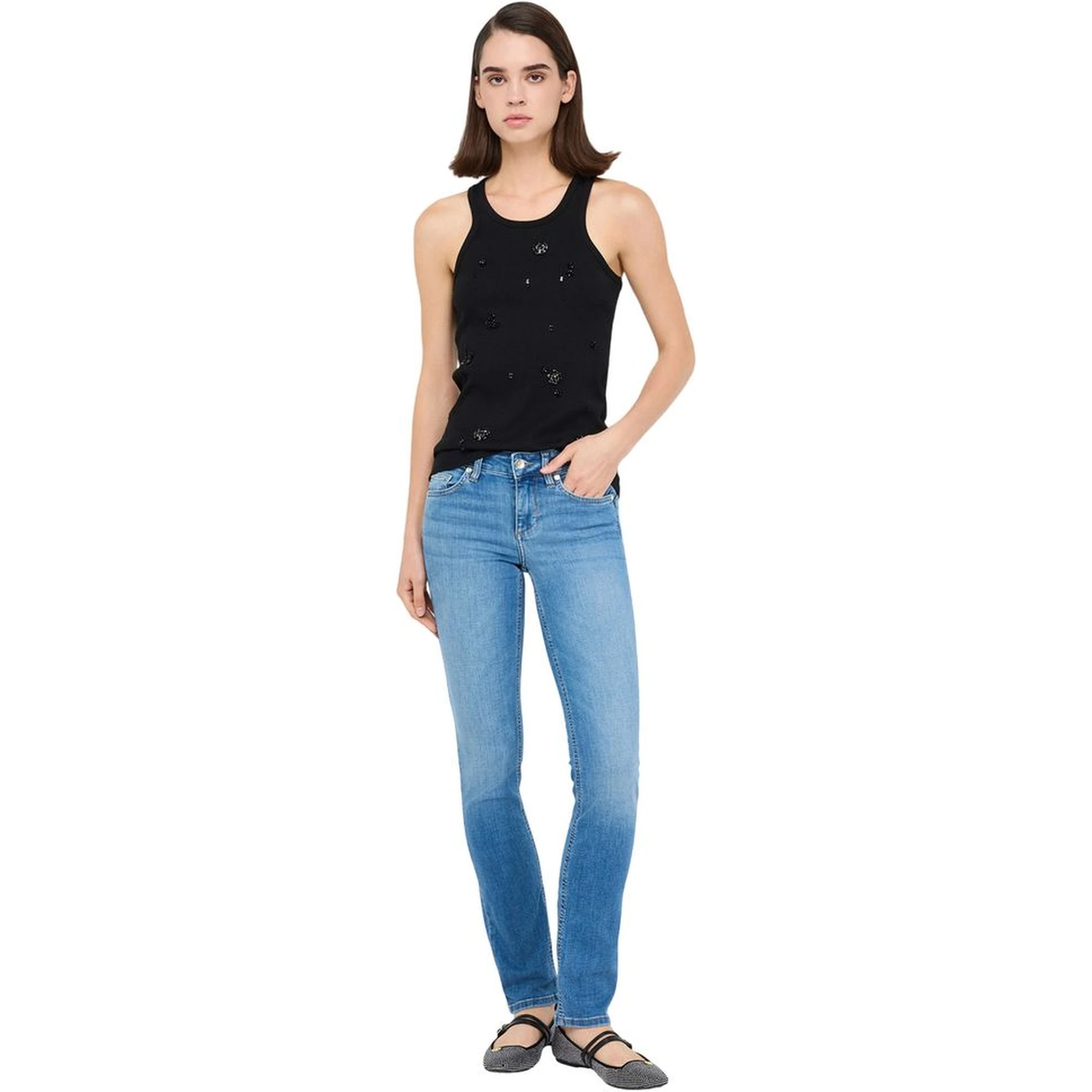Light Blue Cotton Skinny Jeans