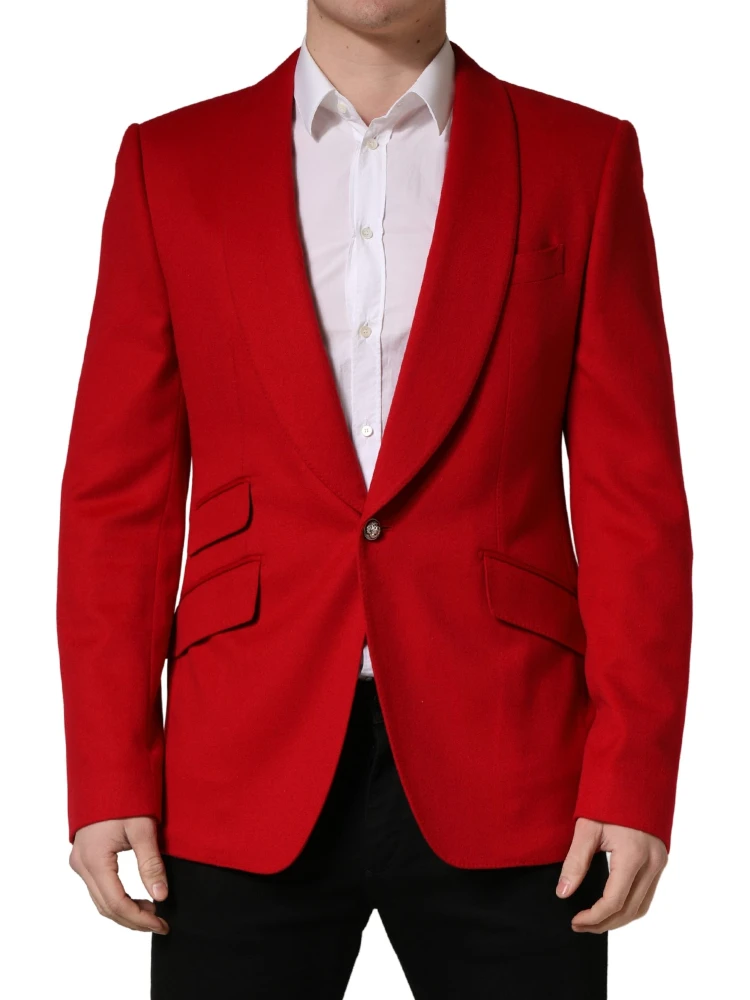 Red Cashmere Single Breasted Jacket Blazer