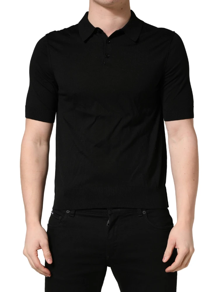 Black Wool Short Sleeves Men Polo  T-shirt alternative