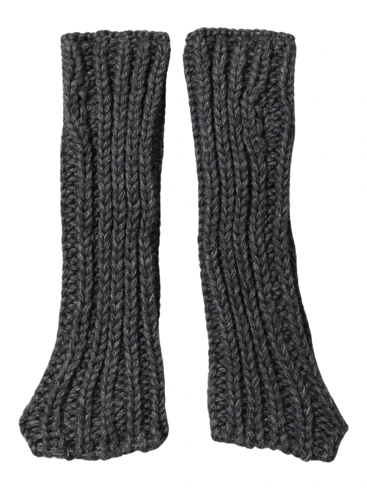 Gray Acrylic Knitted Fingerless Arm Warmer Gloves alternative