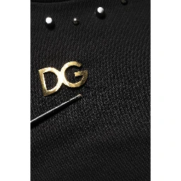 Black Embellished Cotton Sweatshirt Sweater