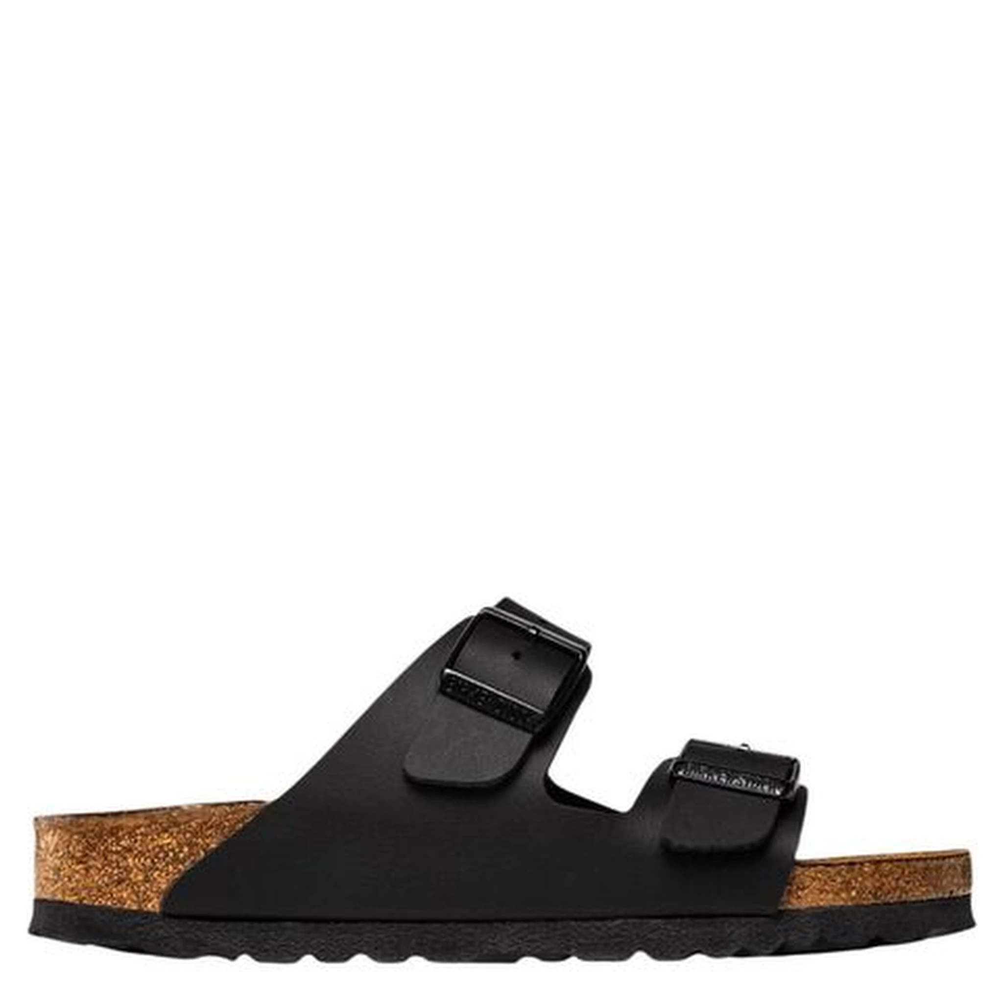 Black Synthetic Flat Sandals
